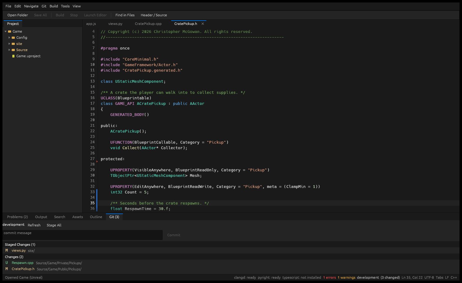 MSCode: UCLASS and UPROPERTY, coloured