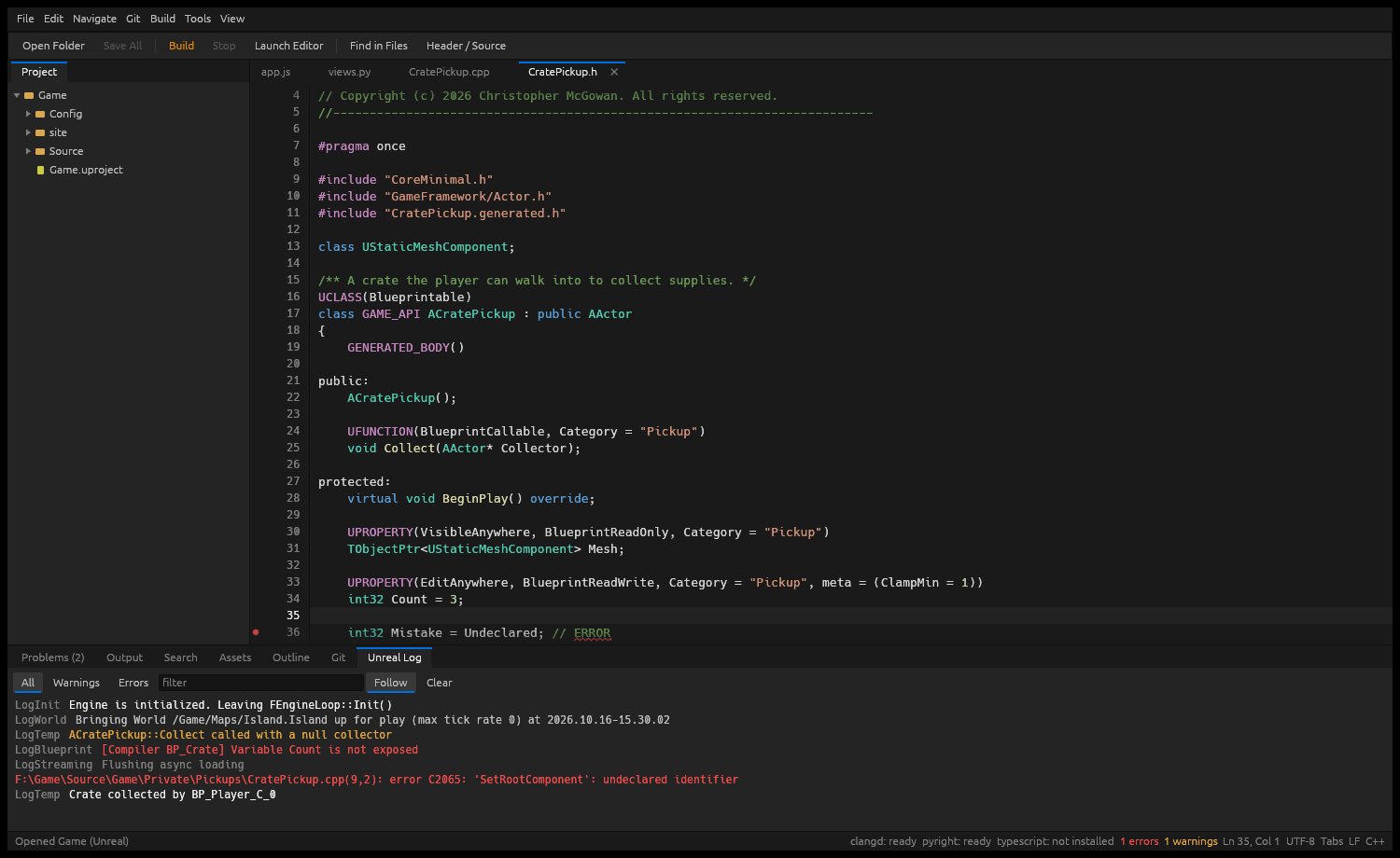 MSCode: Follow the Unreal log