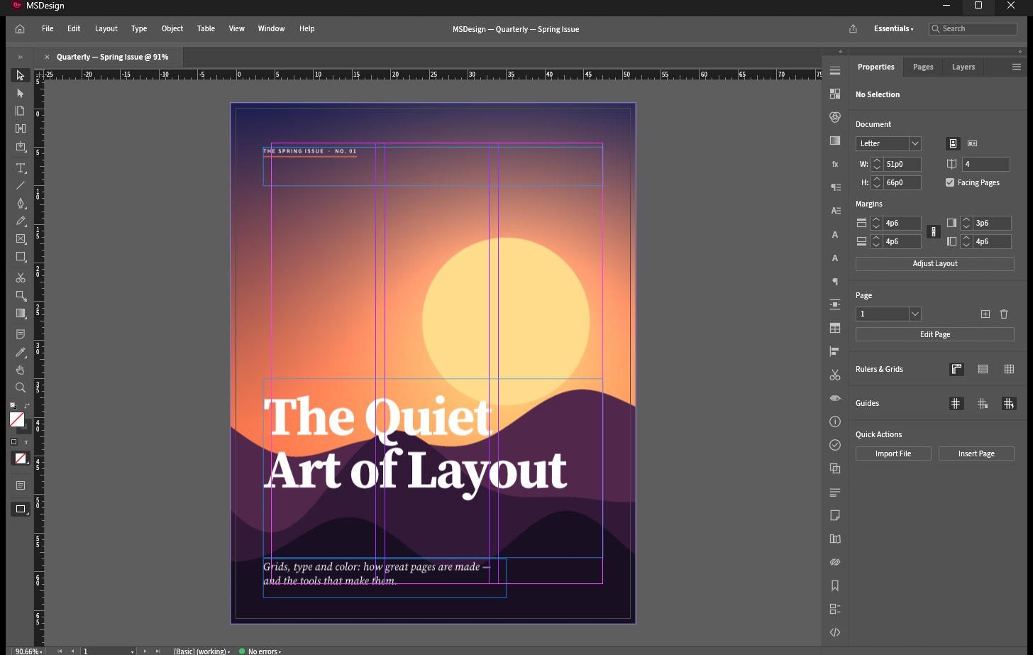 MSDesign: A magazine cover on the page