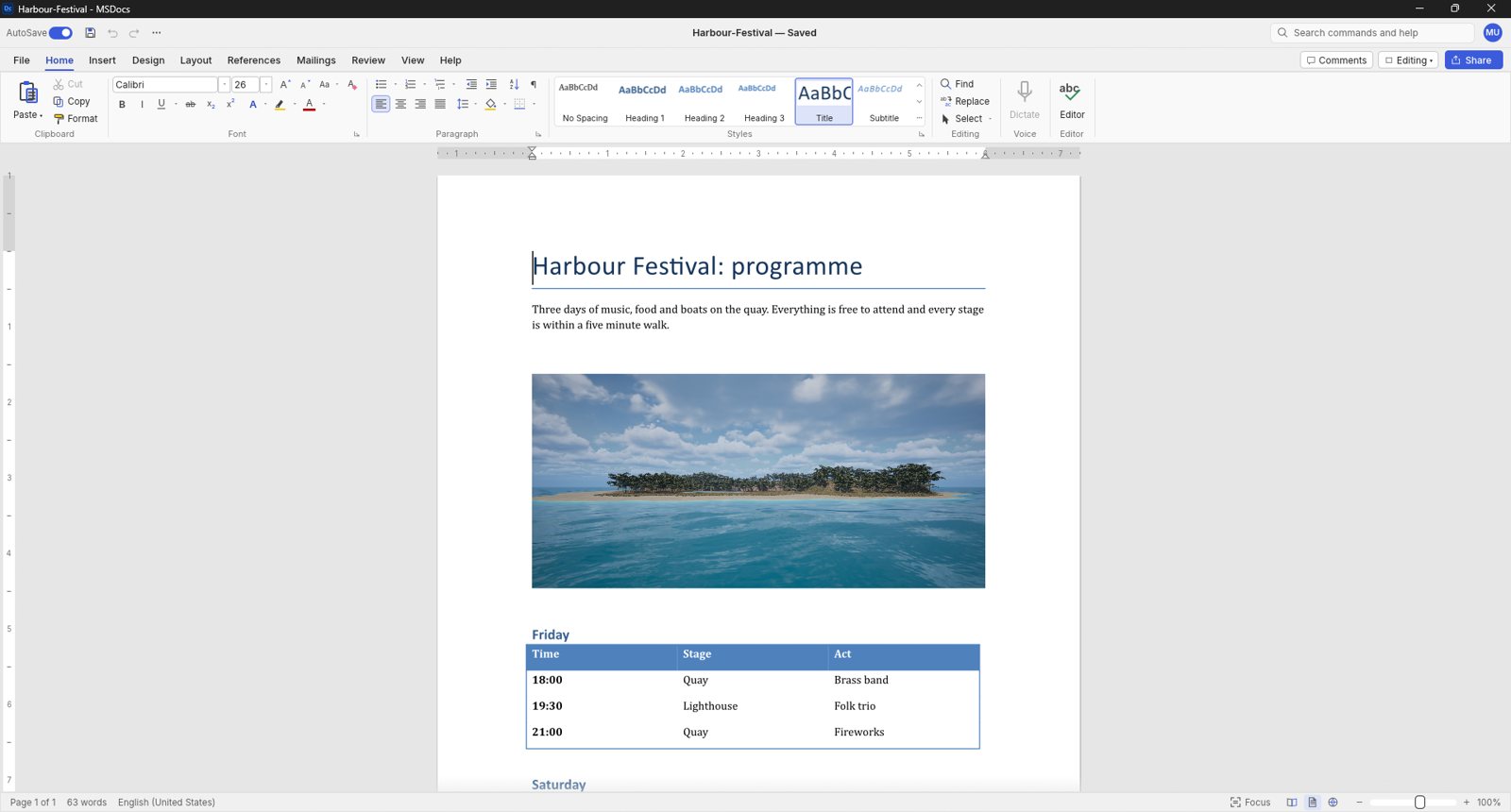 MSDocs: Pictures, tables and styles