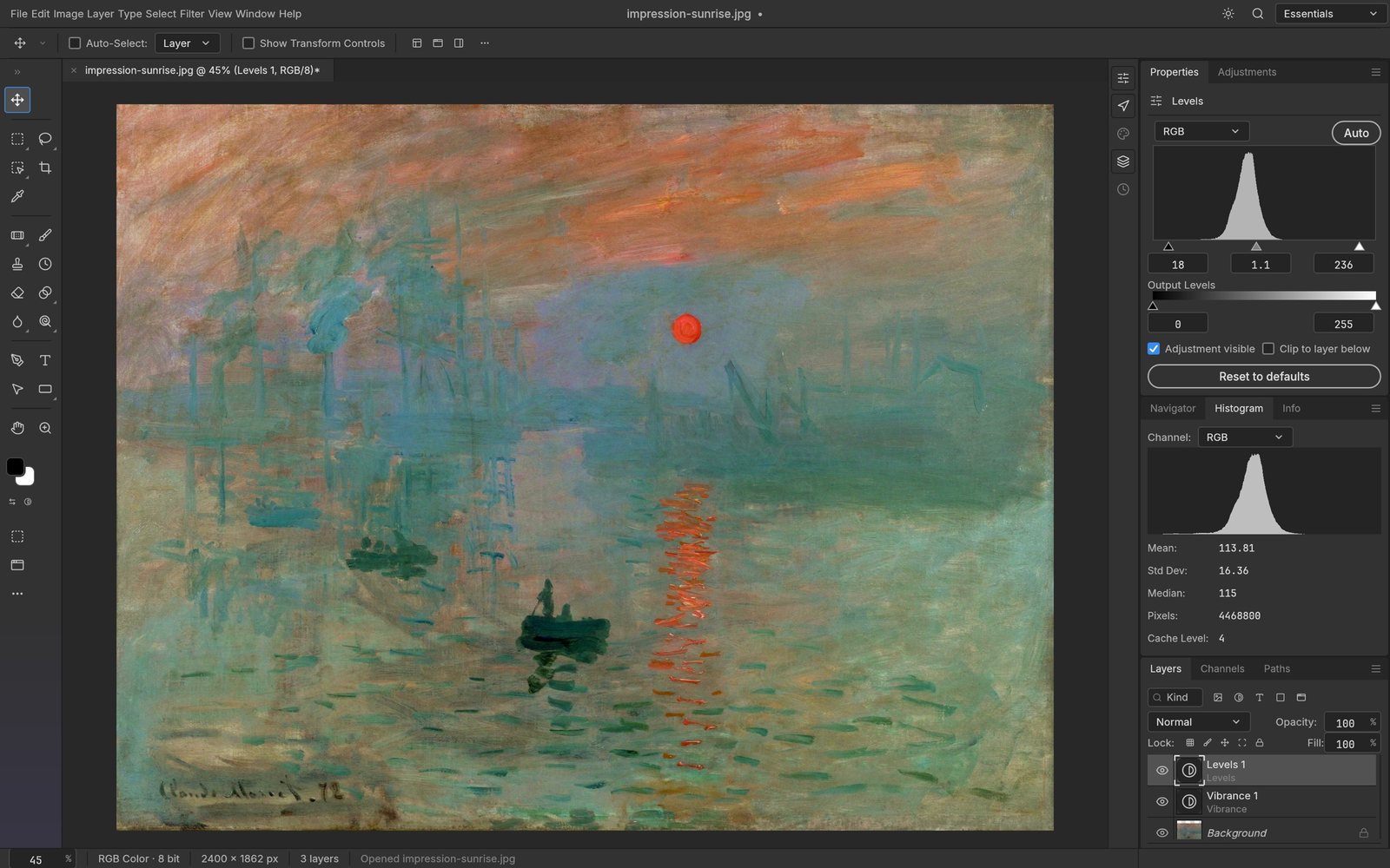 MSPhoto: Levels with live histogram