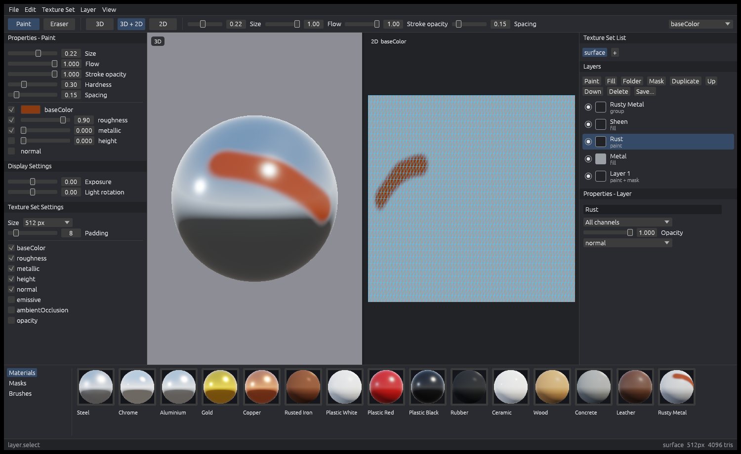 MSSurface: Paint in 3D and 2D